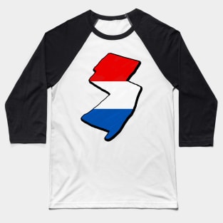 Red, White, and Blue New Jersey Outline Baseball T-Shirt